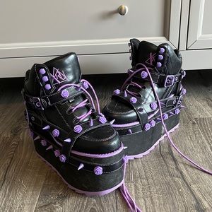 Purple and black goth emo boots